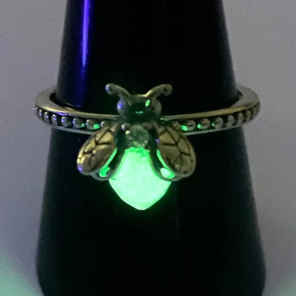 Glow In The Dark You Light Up My Life Stainless Steel Firefly Ring ~ Size 9